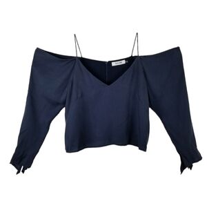 Do+BE Cropped Top Shirt Shoulder Cut Out Off Shoulder Womens Large Long Sleeve